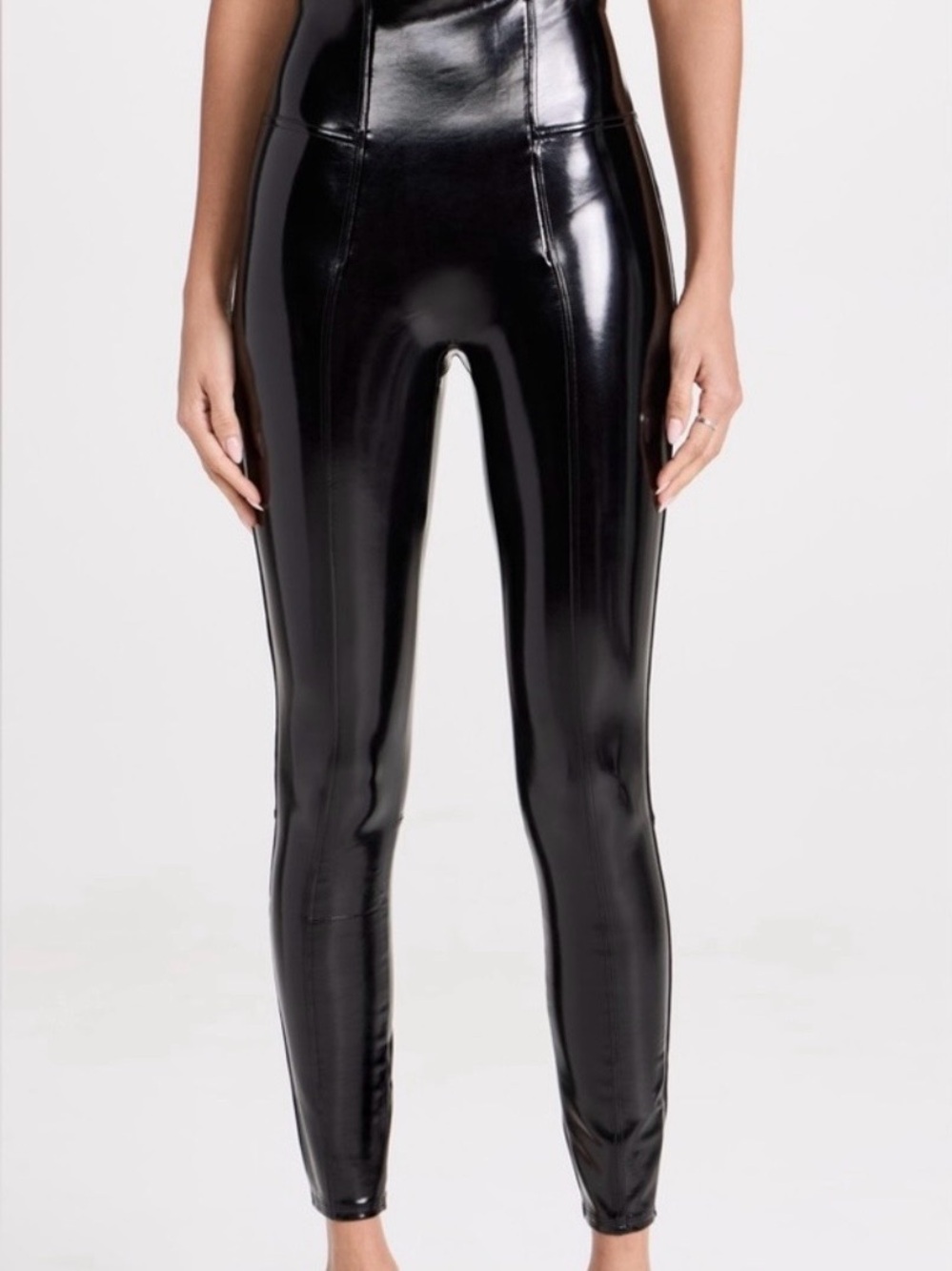 SPANX Shiny Black Faux-Leather High-Waist Leggings